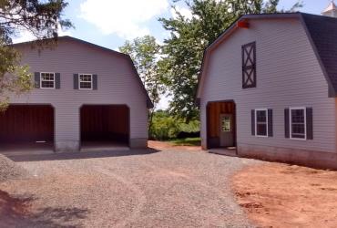 large two story Garage-gambrel roofline