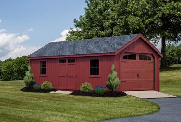  New England Classic Single Car Garage with Duratamp T1-11 Siding