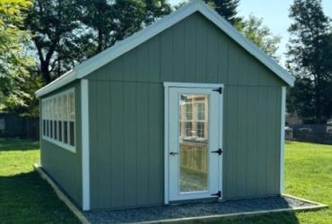 greeenhouse shed pictured from the front.