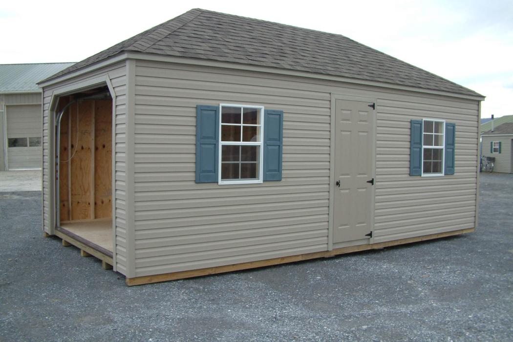 Standard Vinyl: Hip Roof Single Car Garage | Lancaster County Barns