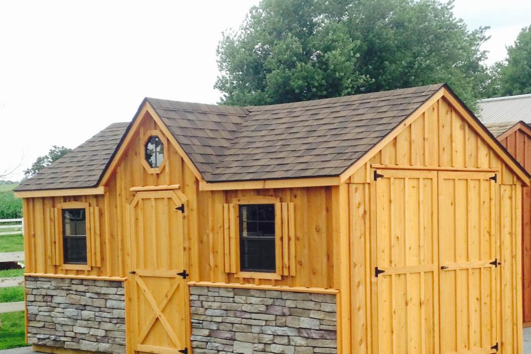 Stone Veneer Board &amp; Batten: Victorian Shed Lancaster 