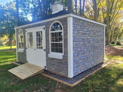 stone veneer shed