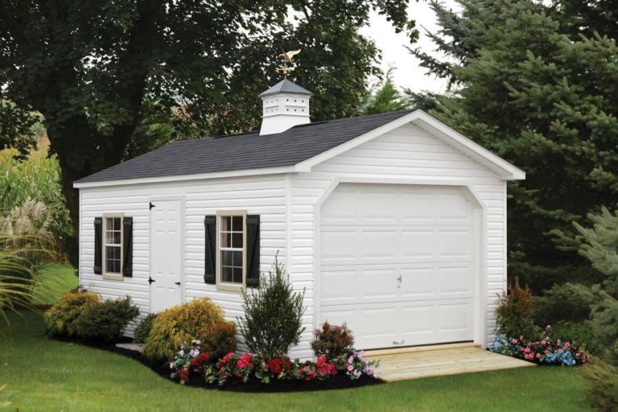 A-Frame garage with vinyl siding