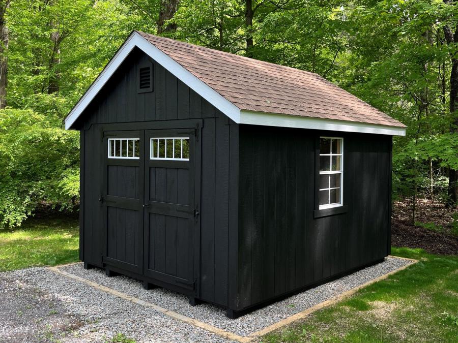 Black A-frame shed