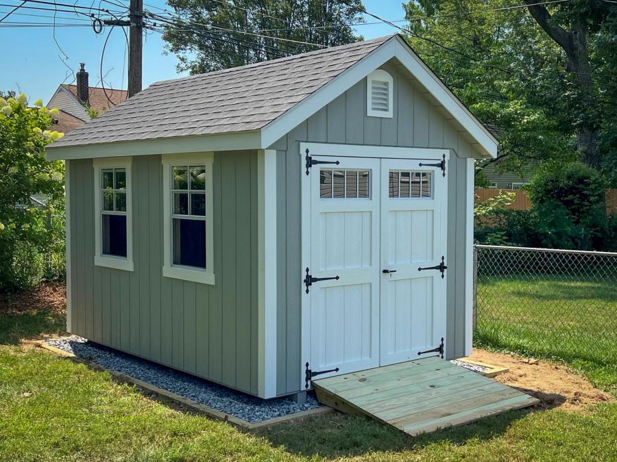 Gray A-Frame shed