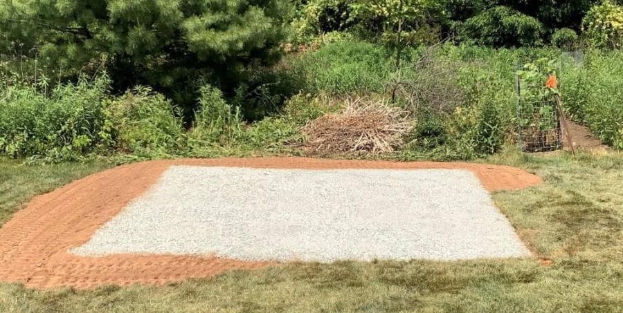 stone pad for a shed foundation