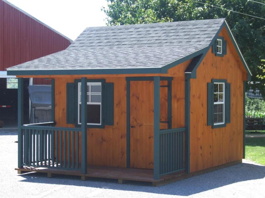 wooden shed with porch, Lancaster County Barns